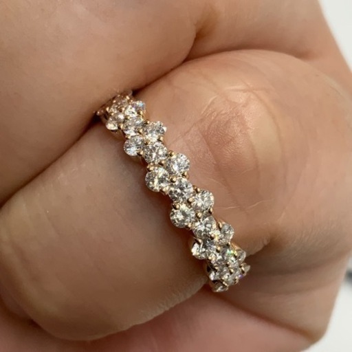 売り切れました。K18 18金　ピンクゴールド　ハーフエタニティ　2.2g 約11号　ダイヤ0.87ct
