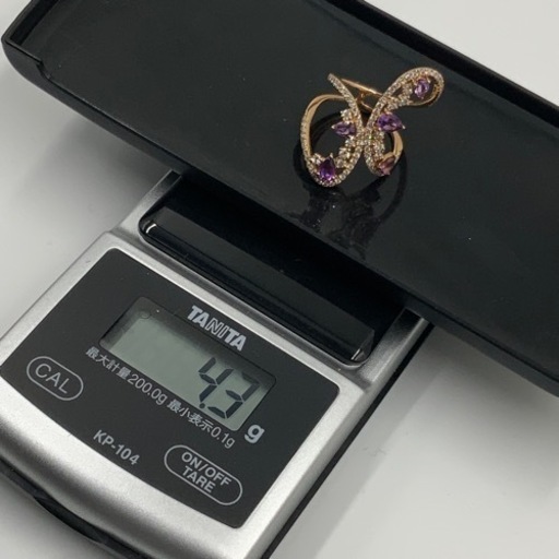 K18 18金　ピンクゴールド　ダイヤモンド　アメジストリング　4.3g アメジスト0.79ct ダイヤモンド 0.88ct