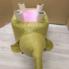 美品　SDGYS3G　アニマルスツール　像　ゾウ　50×25×23㎝　オットマン　椅子　イエロー　子供動物の木製スツール 象 PVCレザーの画像