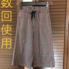 チェック柄　GU キッズ　男女兼用　ハイウェスト　数回使用　ワイ...