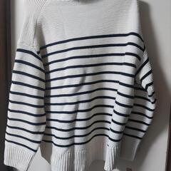 【新品未使用】グローバルワークタートルネックボーダーニットMの画像
