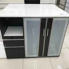 ★ジモティ割あり★ NITORI レンジ台 ブラック×ホワイト H100.5×D45×W120.5 クリーニング済み HJ2742