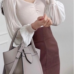 2Way配色レザーショルダーバッグ【新品】の画像