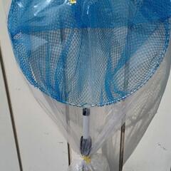 経年未使用品 魚網　網　海水浴　川遊び　自由研究　ガサガサ網　ザリガニ取り　小魚取り　長さ調節可能　現状渡し　物々交換対応　直径約36cmの画像
