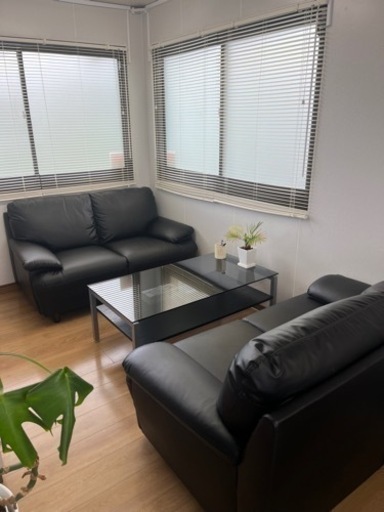 【お取引き中！】応接セット　ソファー2台　ガラステーブル