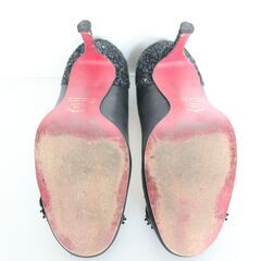 【Odette E ODILE】黒ビジュー付パンプス　サイズ24cmの画像