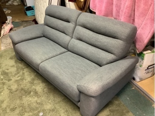 【リサイクルサービス八光】幅205cm　3人掛けソファ　Nポケット　A12　グレー