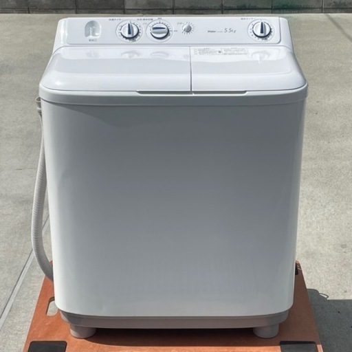 洗浄済み ! ! ◇ハイアール 2槽式洗濯機 2021年製 5.5Kg 脱水5kg JWーW55E 動作確認済み !