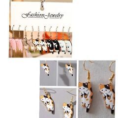猫ピアスぶら下がりフック型（新品）の画像