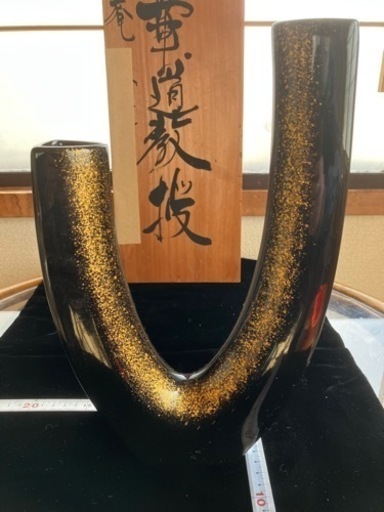 花器花瓶金箔黒塗二股 (XmTpiLh2) 北見のインテリア雑貨/小物