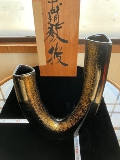 花器花瓶金箔黒塗二股 (XmTpiLh2) 北見のインテリア雑貨/小物