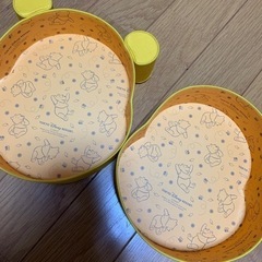 プーさん　刺繍　布貼り　菓子空き箱の画像