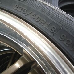 現状品 タイヤ付きアルミ 4本セット 一本パンクあり リネアスポーツ クリムゾン 18インチ 7.5j 5穴 PCD100 +52 中古 苫小牧西店