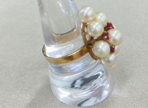 パール リング 指輪 ルビー K18 5.5g アクセサリー