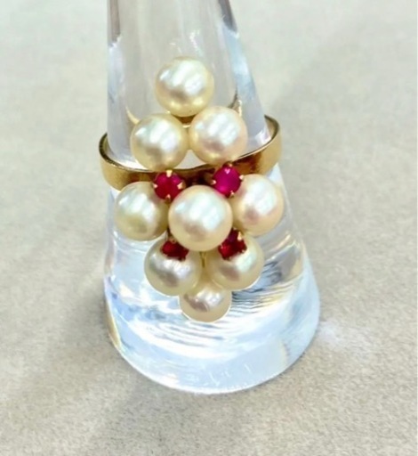 パール リング 指輪 ルビー K18 5.5g アクセサリー