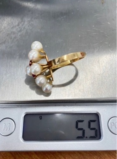 パール リング 指輪 ルビー K18 5.5g アクセサリー