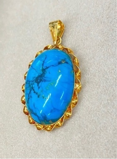 トルコ石 ネックレストップ K18 18金 ターコイズ アクセサリー