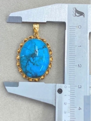 トルコ石 ネックレストップ K18 18金 ターコイズ アクセサリー