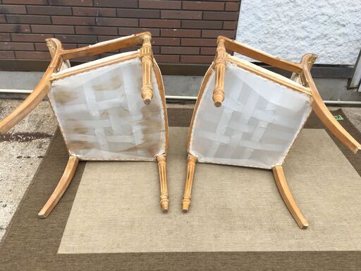 EA197)ダイニングチェア2脚セット アンティーク ヨーロッパ輸入品 幅：約62cm 高さ：約96cm 奥行：約55cm 座面高さ：
