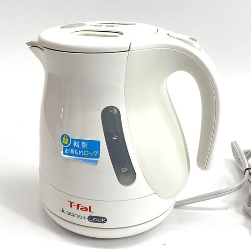 11/2 終 T-fal/ティファール Justine+ ジャスティンプラス LOCK 電気ケトル KO4411JP 1.0リットル 転倒 お湯漏れロック 湯沸かし 動作確認済 24ｄ菊HG