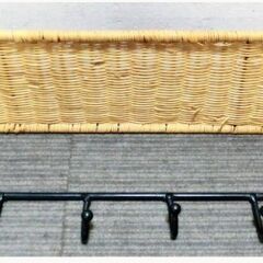 ウォールシェルフ（　フック付　）アイアン　壁掛け　籐（　ラタン　）棚　アンティーク　カントリー　インテリア　飾り棚　かわいいの画像