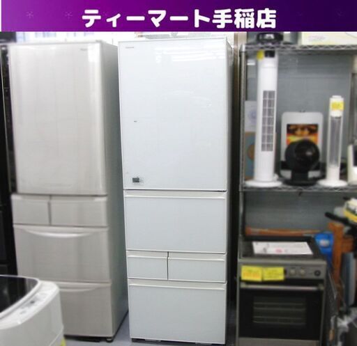 冷蔵庫 410L 2017年製 東芝 5ドア GR-K41GXV クリアシェルホワイト タッチオープン 自動製氷 大型 400Lクラス 四百Lクラス 札幌 手稲