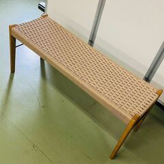 【新品 未使用品】関家具 ペーパーコード 長椅子 イス 天然木 ２人掛け リビング ガーディニング ブラウン 箱付きの画像