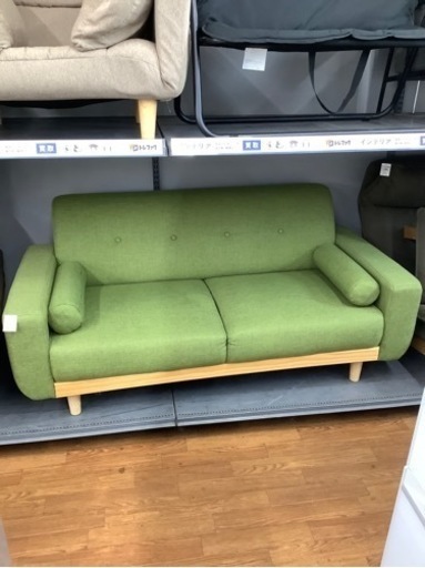 2人掛けソファー　ファブリック　グリーン