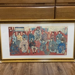 錦絵　扶桑皇統略　彫銀　明治　額縁セット