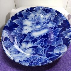 食器 美濃焼 定園窯 中皿 プレート皿 牡丹 染付 飾り皿 和食...