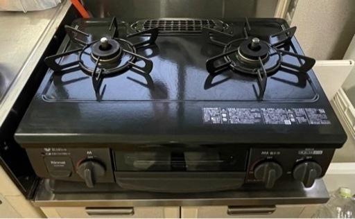 【取引成立】【値下げ】リンナイ ガステーブル プロパンガスLPG用 幅約56cm 片面焼きグリル 右強火力 KG35NBKR/LP ブラック