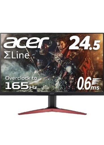 Acer ゲーミングモニター SigmaLine 24.5インチ KG251QJbmidpx 0.6ms(GTG) 165Hz TN フルHD FreeSync フレームレス HDMI スピーカー内蔵 ブルーライト軽減