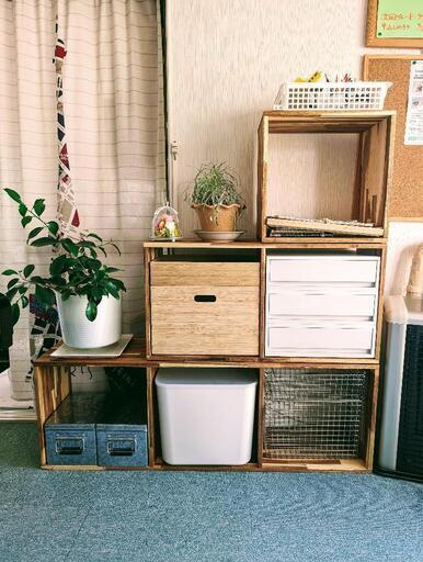 シンプルスタッキングシェルフ　アカシア1段単品
