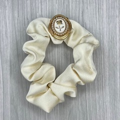 ヘアゴム シュシュ アンティーク飾り ローズ パール   