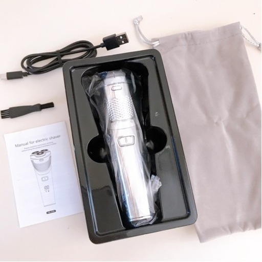 【新品未使用品】メンズシェーバー 電気シェーバー 防水 乾湿両用 自動研磨 電池残量表示 髭剃り 電気シェーバー 髭剃り 回転式 電動シェーバー