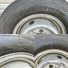 155R13 8P.R VAN01 & 185R15 103/101L  SPLT38 6本セット　ホイール付きの画像