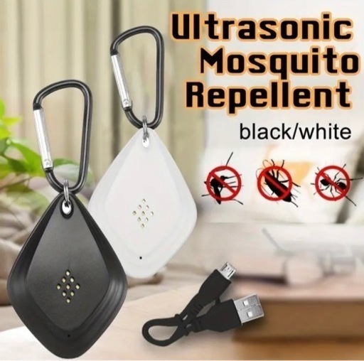 屋外蚊よけポータブル 超音波昆虫よけ USB充電インテリジェント周波数変換 ブラック