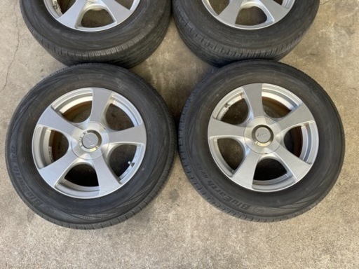 H410-2)215/65R16+社外16インチアルミ中古4本セット！7J-16+38 114.3/5穴&4穴！タイヤ山あり