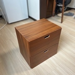 無印良品「MUJI」スタッキングチェスト・引出し・２段／ウォールナット材突板の画像