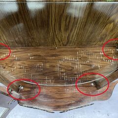 飾り棚 ガラス 幅81×奥行33×高さ110ｃｍ アンティーク風 コレクションケース ガラスキャビネット ハーフムーン 現状 市内限定配送 札幌市の画像