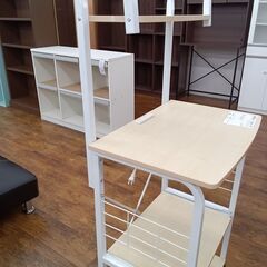 ★ジモティ割あり★  レンジ台 ライトブラウン H137×D46×W61 クリーニング済み MT1007の画像