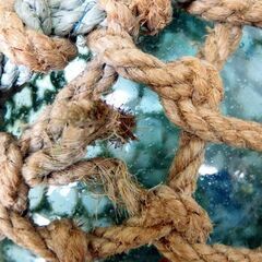 ガラス 浮き球 直径約37㎝ 保護網ひも付き 漁具オブジェ 硝子製 玉置物 札幌市 北区 屯田の画像