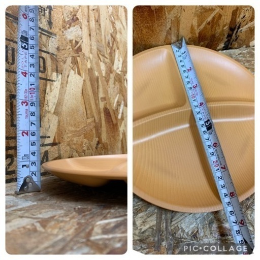 (6218) 台和 業務用食器 3つ仕切り皿 プレート ナチュラル 25cm 10枚セット メラニン食器 木製風 食洗機対応 スタッキ