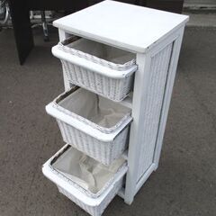 フレンチカントリー風 木製 3段引出し 収納棚 幅40cm 白 札幌市中央区 南12条店の画像
