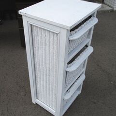 フレンチカントリー風 木製 3段引出し 収納棚 幅40cm 白 札幌市中央区 南12条店の画像