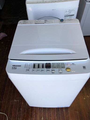 北九州市内配送無料店2022年式　ハイセンス 5．5kg全自動洗濯機 e angle select 白 HW-55E2W