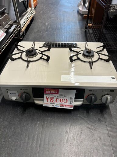 ☆中古￥8,000！Rinnai　2口ガスコンロ　家電　2019年製　KG34NBER型　【BD087】