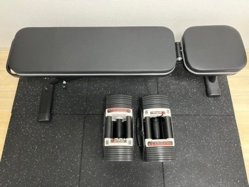 FIELDOOR  可変式ダンベル40キロ　マルチポジションベンチ、ゴムマット50cm×50cm 6枚