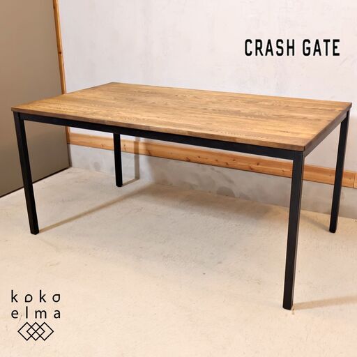 CRASH GATE(クラッシュゲート)のTANK(タンク) ダイニングテーブルです。オーク無垢材を使用した、ナチュラルな質感はブルックリンスタイルやインダストリアルなど男前インテリアにおススメです♪