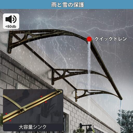 後付け テラス 玄関 梅雨対策 突出長さ120x幅120cm  3set